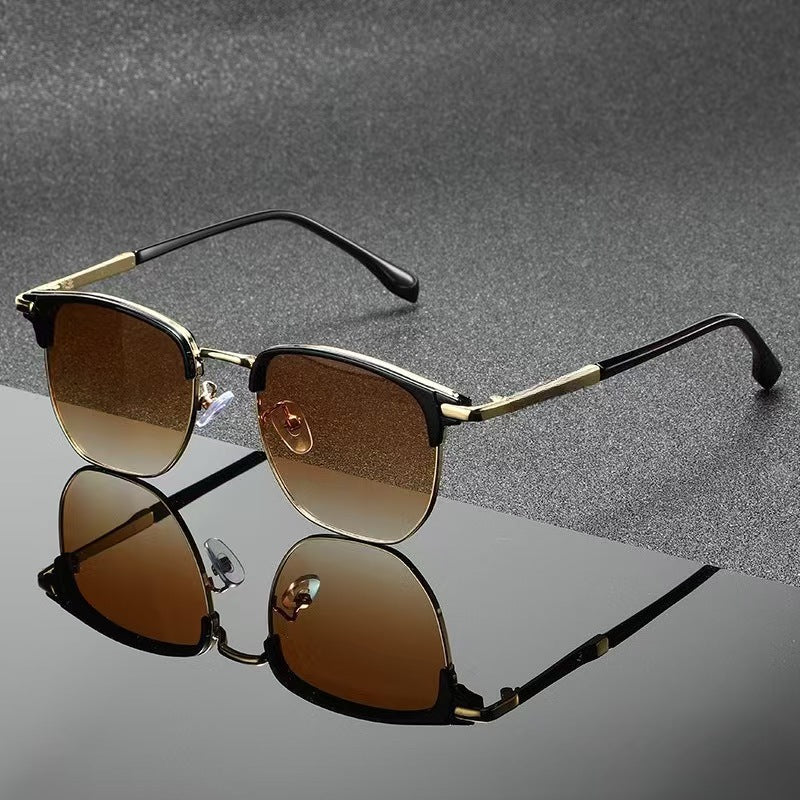 Retro Round Metal Frame Sunglasses with Tinted Lenses