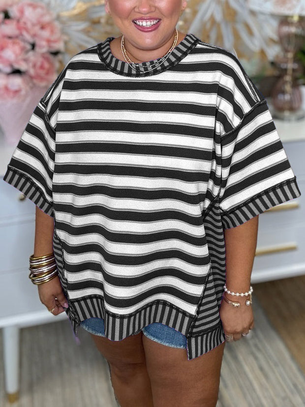 New Mixed Stripes Oversized T-shirt (Buy 2 Free Shipping)