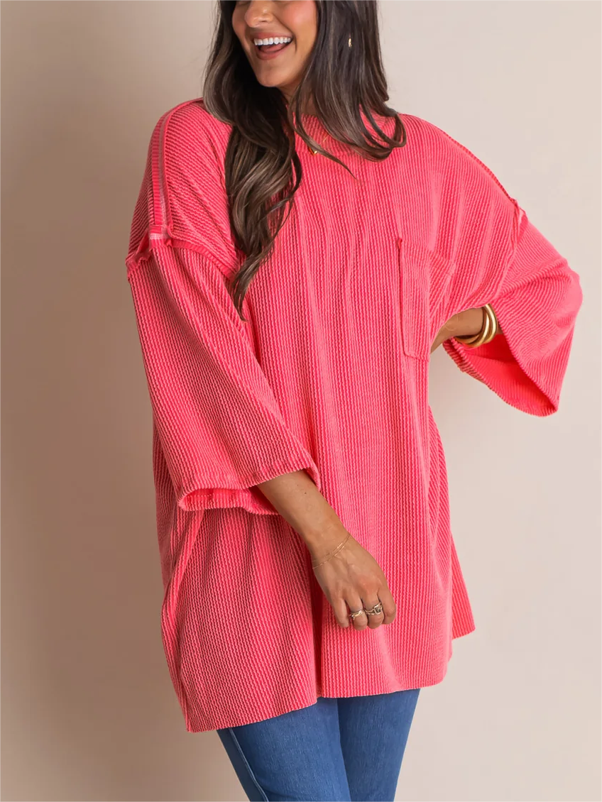 Oversize High Neck Urban Ribbed Tunic (Buy 2 Free Shipping)