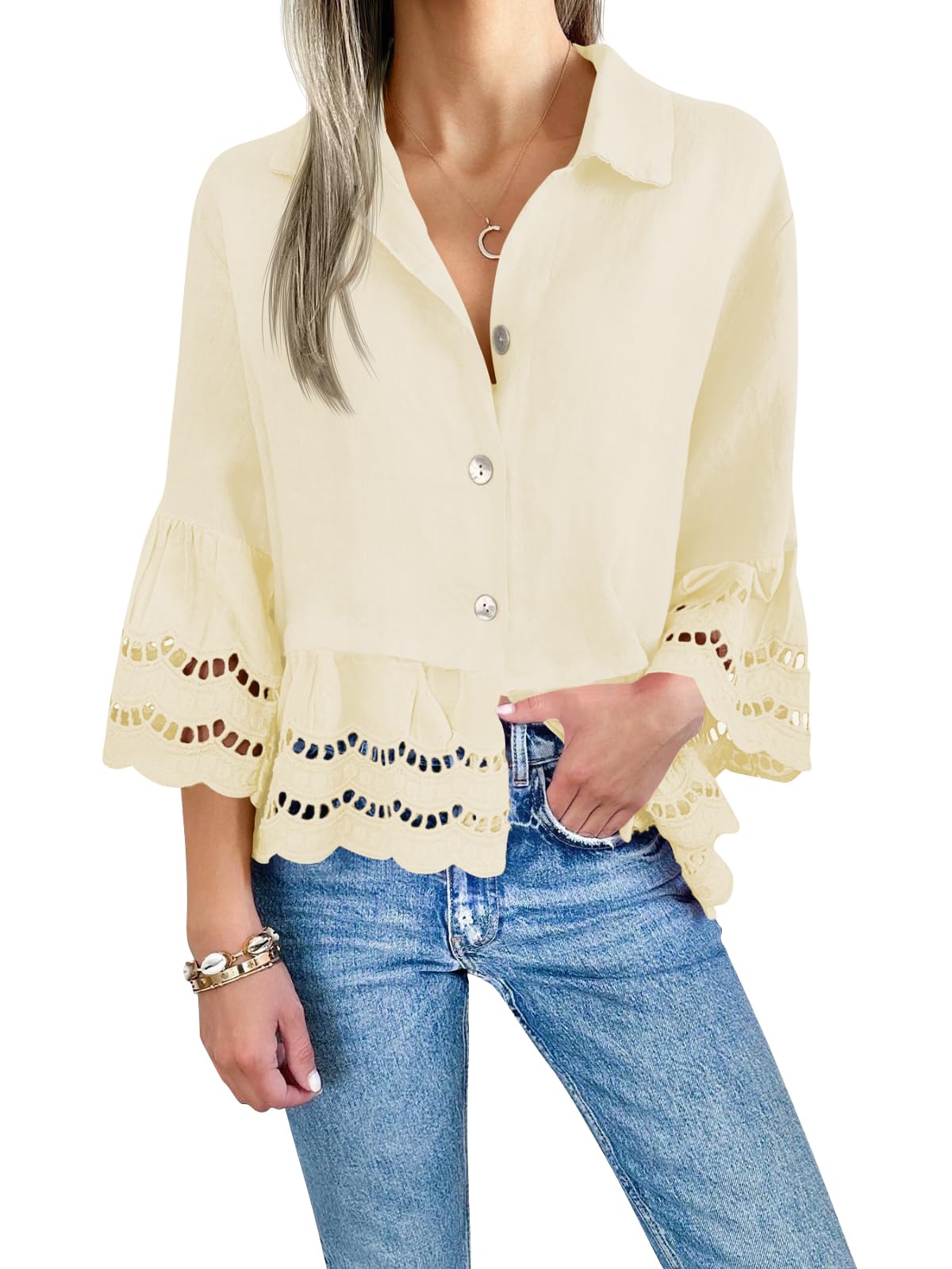 Women's Eyelet Lace Blouse Tops (Buy 2 Free Shipping£©