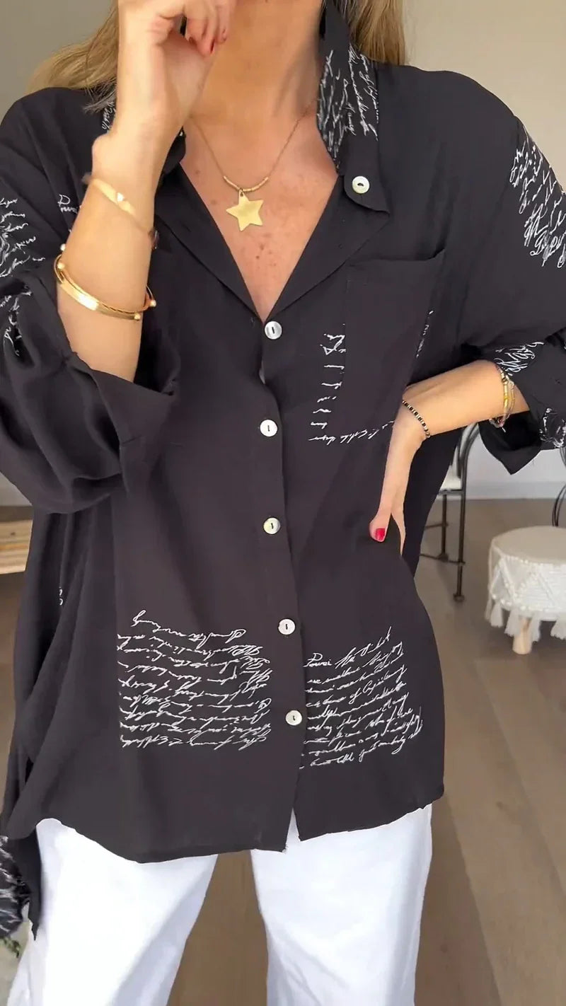 New Letter Print Fashion Lapel Shirt (Buy 2 Free Shipping)