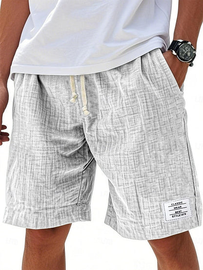 Men's Casual Knee-Length Shorts – Elastic Waist, Solid Color, Daily & Beach