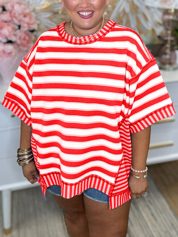 New Mixed Stripes Oversized T-shirt (Buy 2 Free Shipping)