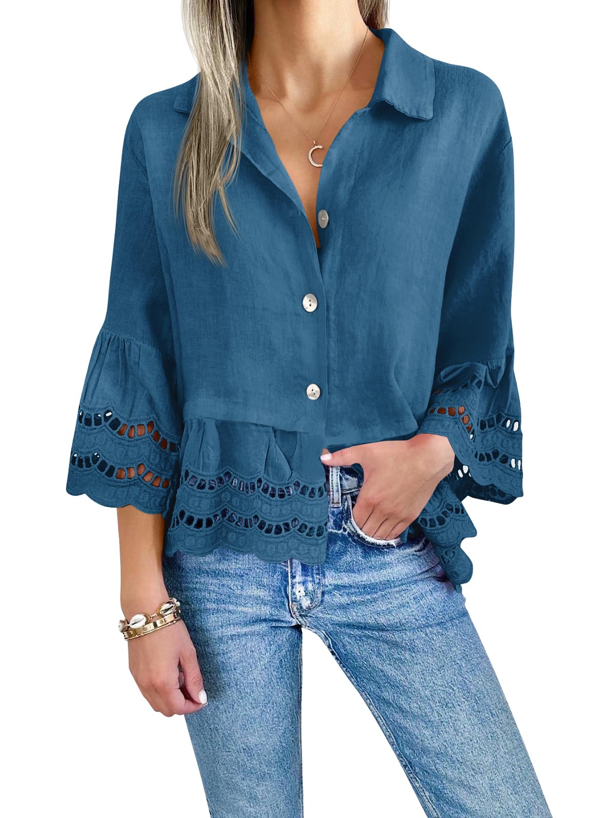 Women's Eyelet Lace Blouse Tops (Buy 2 Free Shipping£©