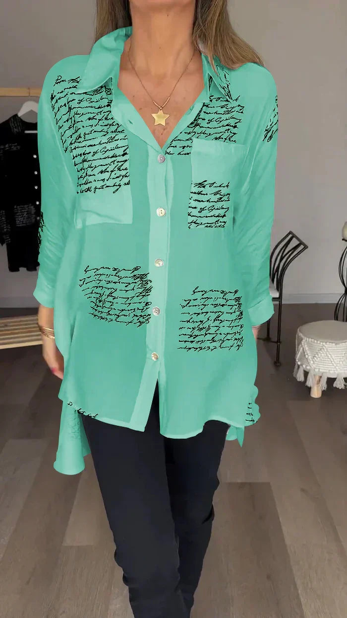 New Letter Print Fashion Lapel Shirt (Buy 2 Free Shipping)