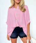 Black Friday Deals - Women's Oversized Striped Button-down Shirt (Buy 2 Free Shipping)