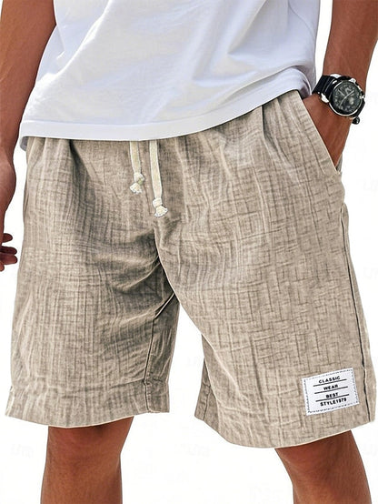 Men's Casual Knee-Length Shorts – Elastic Waist, Solid Color, Daily & Beach