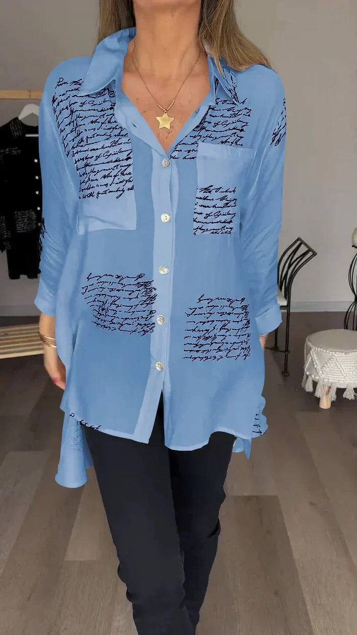 New Letter Print Fashion Lapel Shirt (Buy 2 Free Shipping)