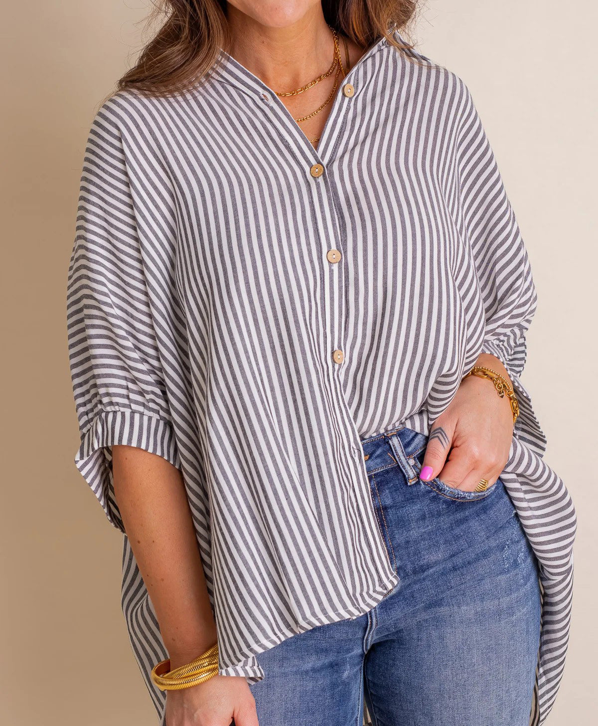 Black Friday Deals - Women's Oversized Striped Button-down Shirt (Buy 2 Free Shipping)