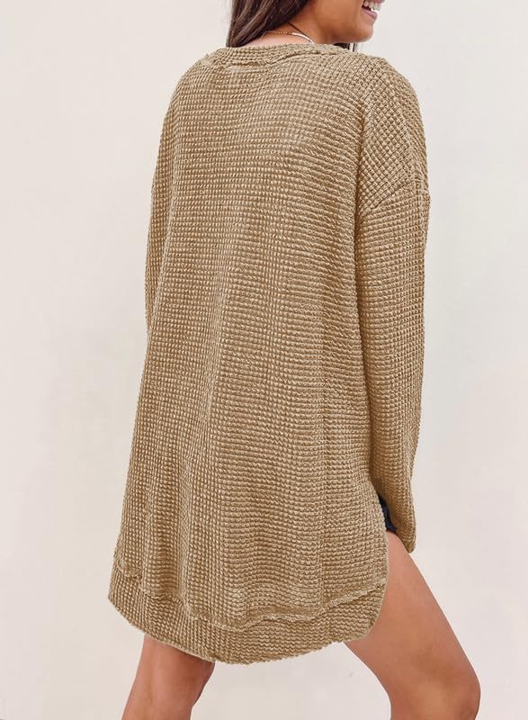 Women's Oversized Waffle Knit Top (Buy 2 Free Shipping)