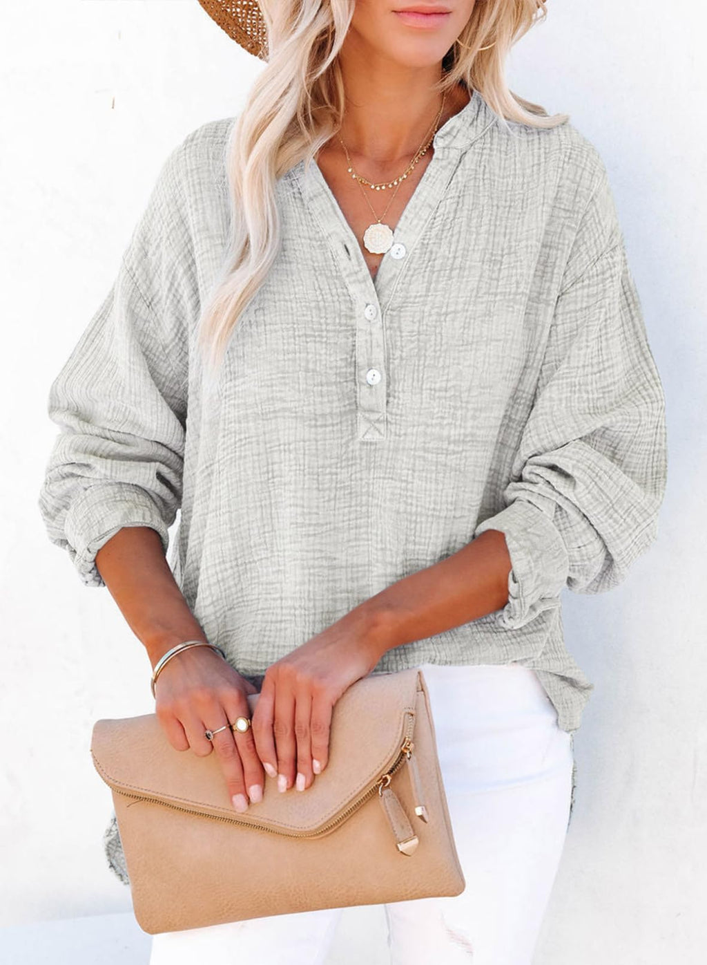 Women's Basic V-Neck Pullover Shirt T-Shirt (Buy 2 Free Shipping)