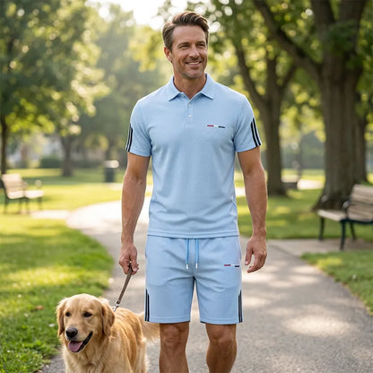 Men's Casual Short-Sleeve Shorts Set