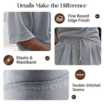 Men's Casual Solid Color Two-Piece Shorts Set