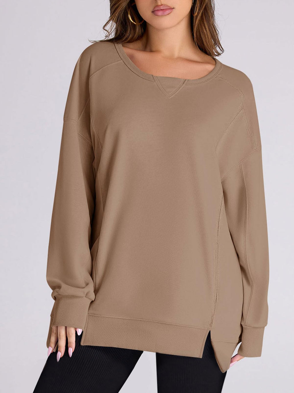 Women's High Low Side Slit Pullover Sweatshirt With Pockets (Buy 2 Free Shipping)