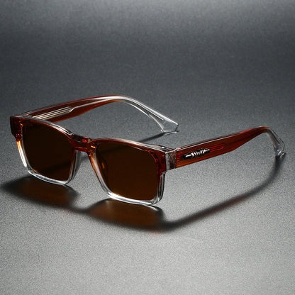 Colorblock Square Frame Polarized Retro Sunglasses