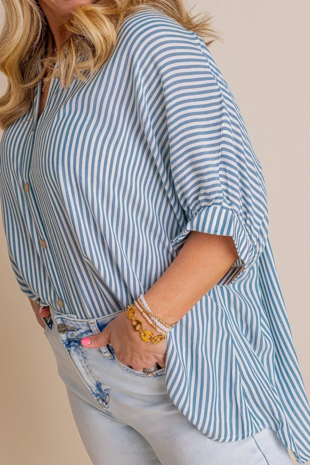 Black Friday Deals - Women's Oversized Striped Button-down Shirt (Buy 2 Free Shipping)