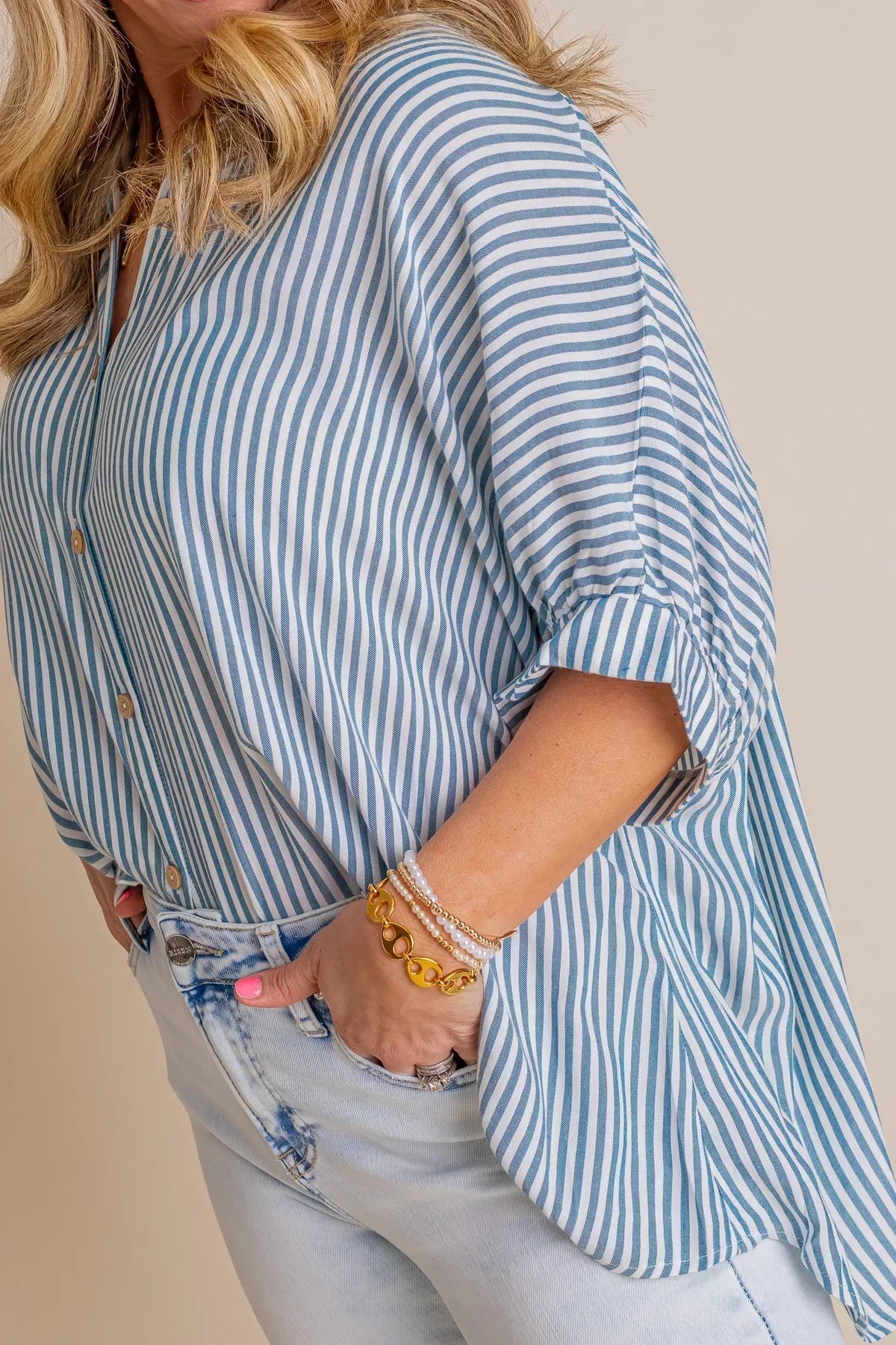 Black Friday Deals - Women's Oversized Striped Button-down Shirt (Buy 2 Free Shipping)