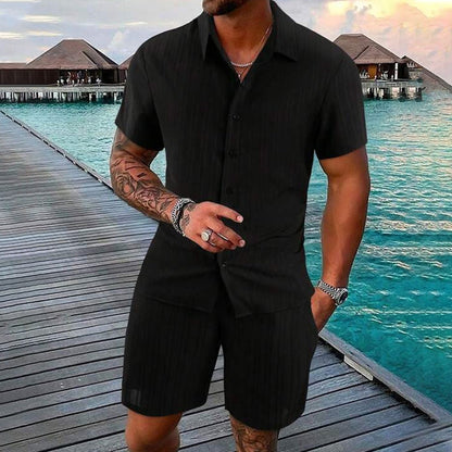 Men's Casual Set –Sleeve Shirt & Shorts, Loose and Comfortable for the Beach and Leisure 👕👖