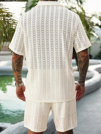 Men's Relaxed Hollow-Out Knit Resort Two-Piece Set