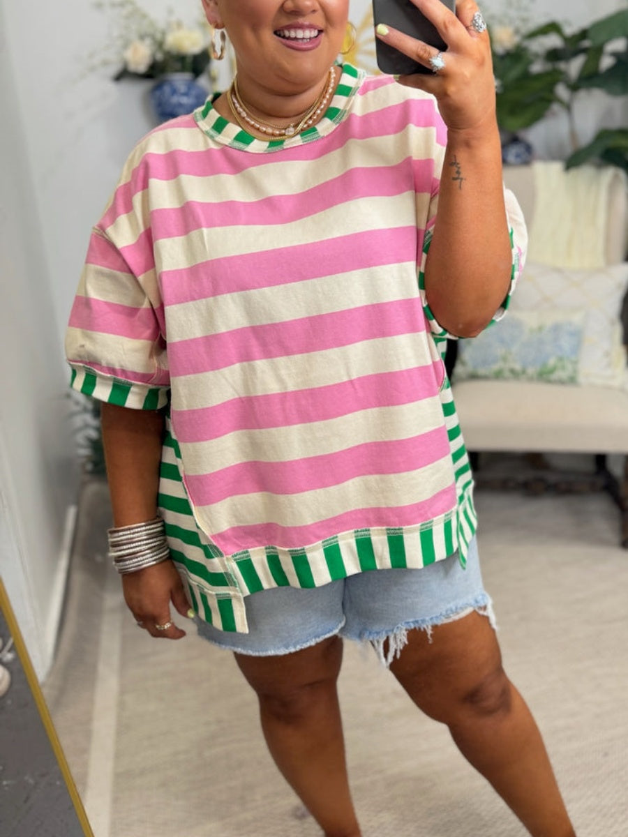 New Mixed Stripes Oversized T-shirt (Buy 2 Free Shipping)