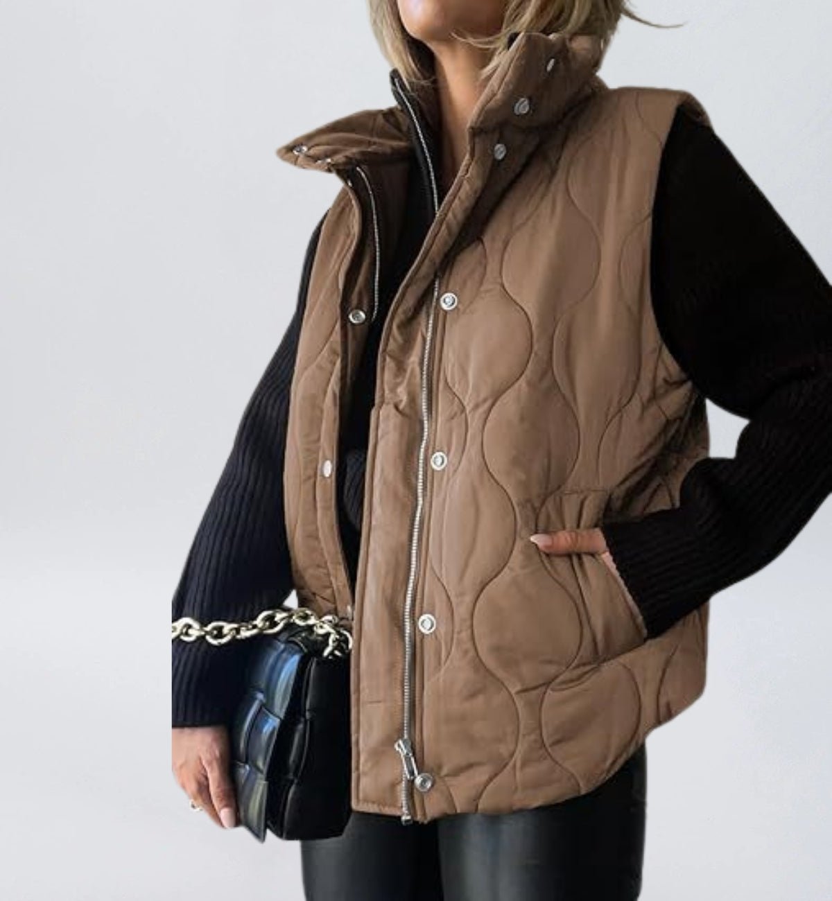 Women Cropped Puffer Vest Stand Collar Sleeveless Lightweight Quilted Vest