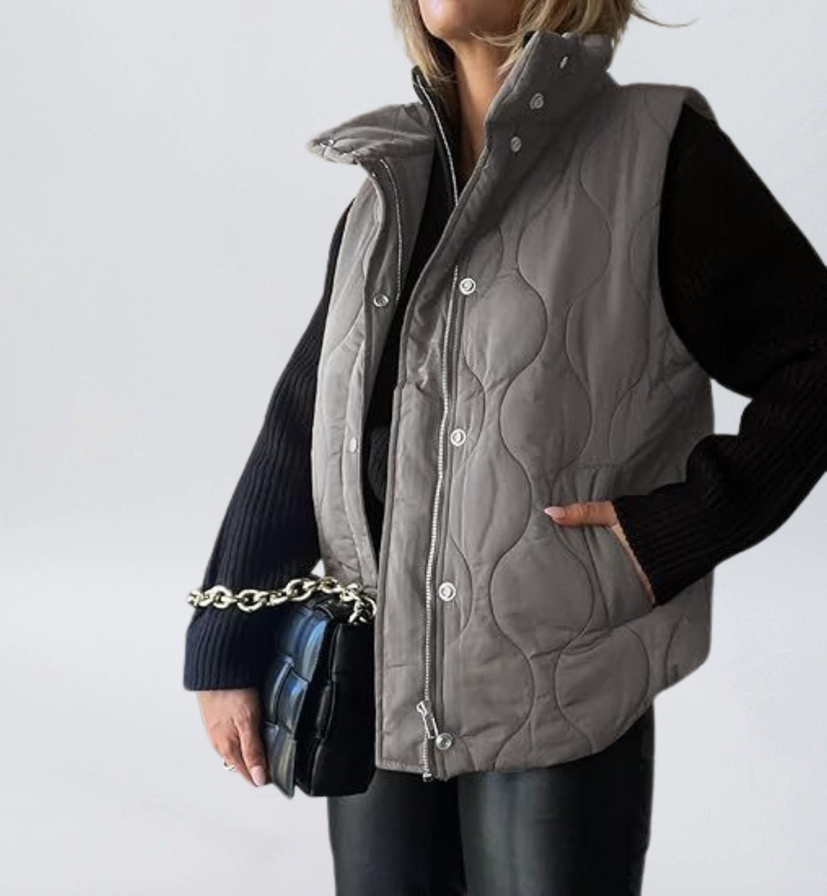 Women Cropped Puffer Vest Stand Collar Sleeveless Lightweight Quilted Vest